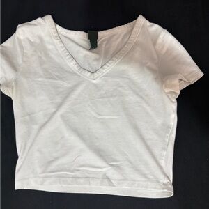 Classic White V-Neck Women's Top